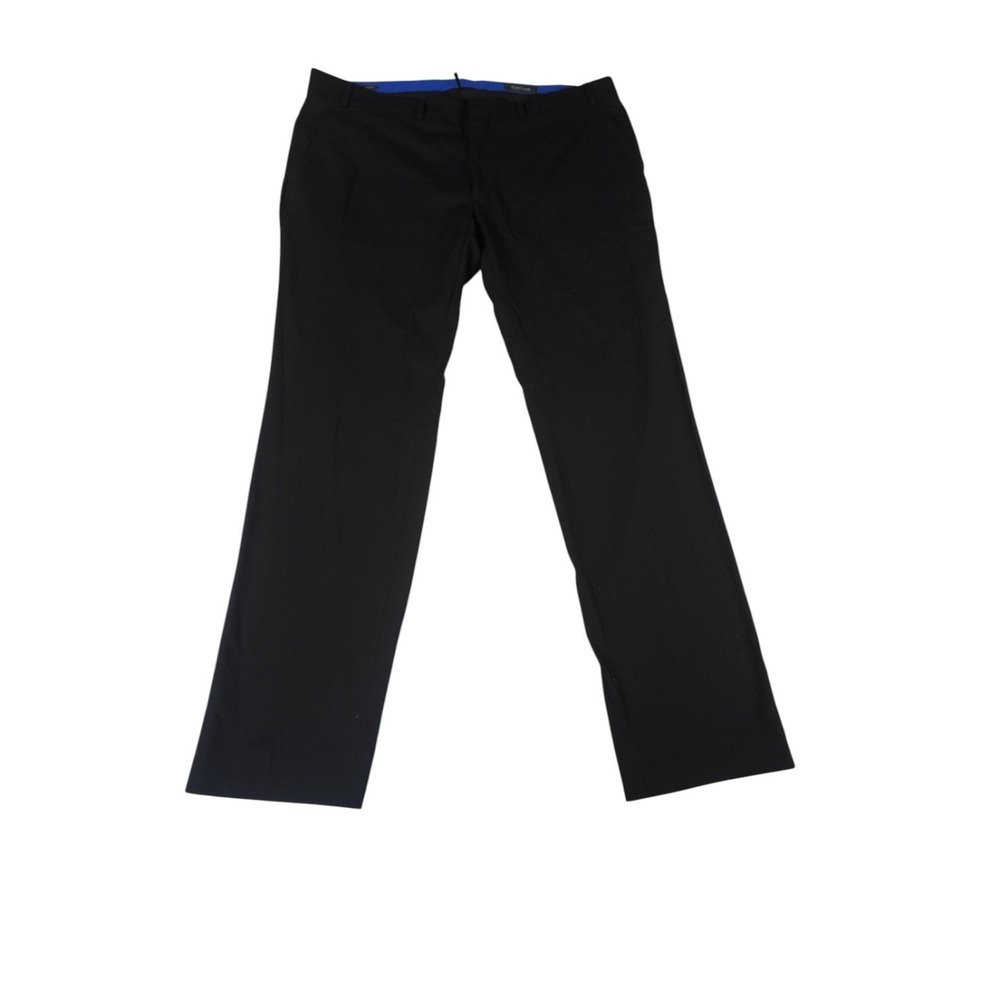 Kenneth Cole Reaction Flex Trouser Pants Mens 40x32 Black Stretch Straight Leg